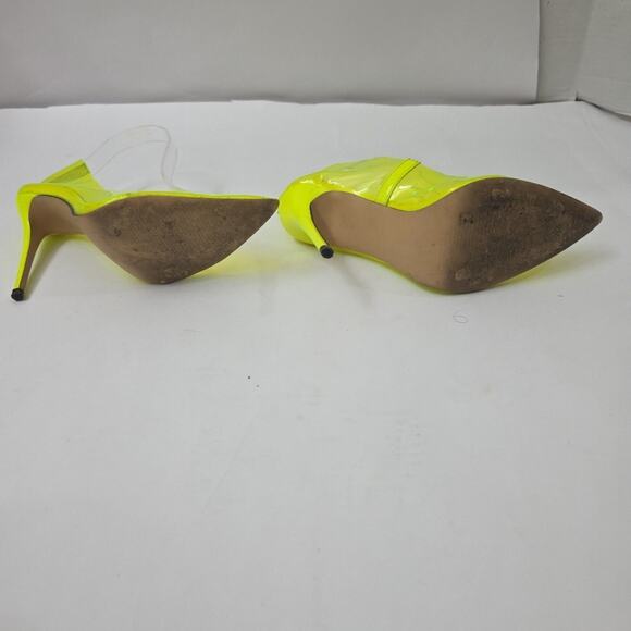 Liliana Kimye 1 Pointy Heel Stilletto Clear PVC Neon Yellow High Heels Size 7 - Picture 6 of 14